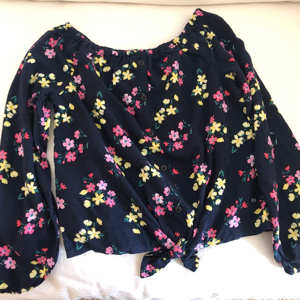 a&f kids - floral tie front top, size 9/10